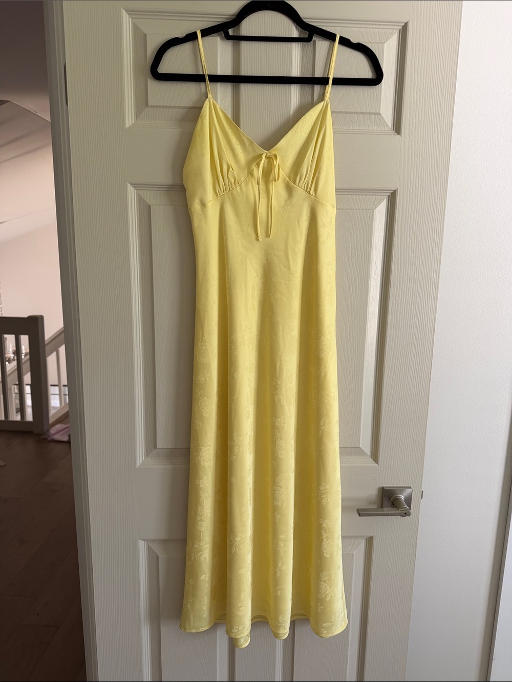Altar'd State Yellow Slip Midi Dress with Tie-Front